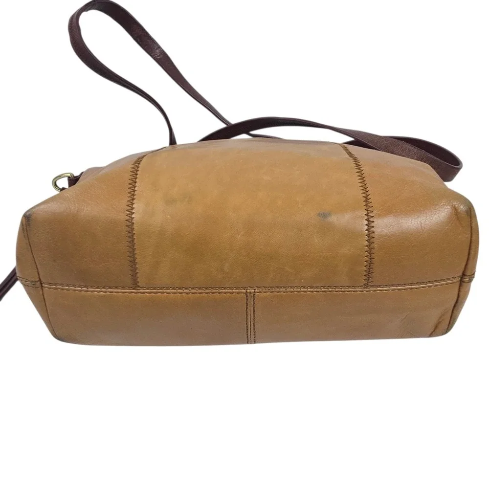 HOBO Cecily Caramel Brown Leather Tote Satchel Shoulder Bag‎ Double Handles READ